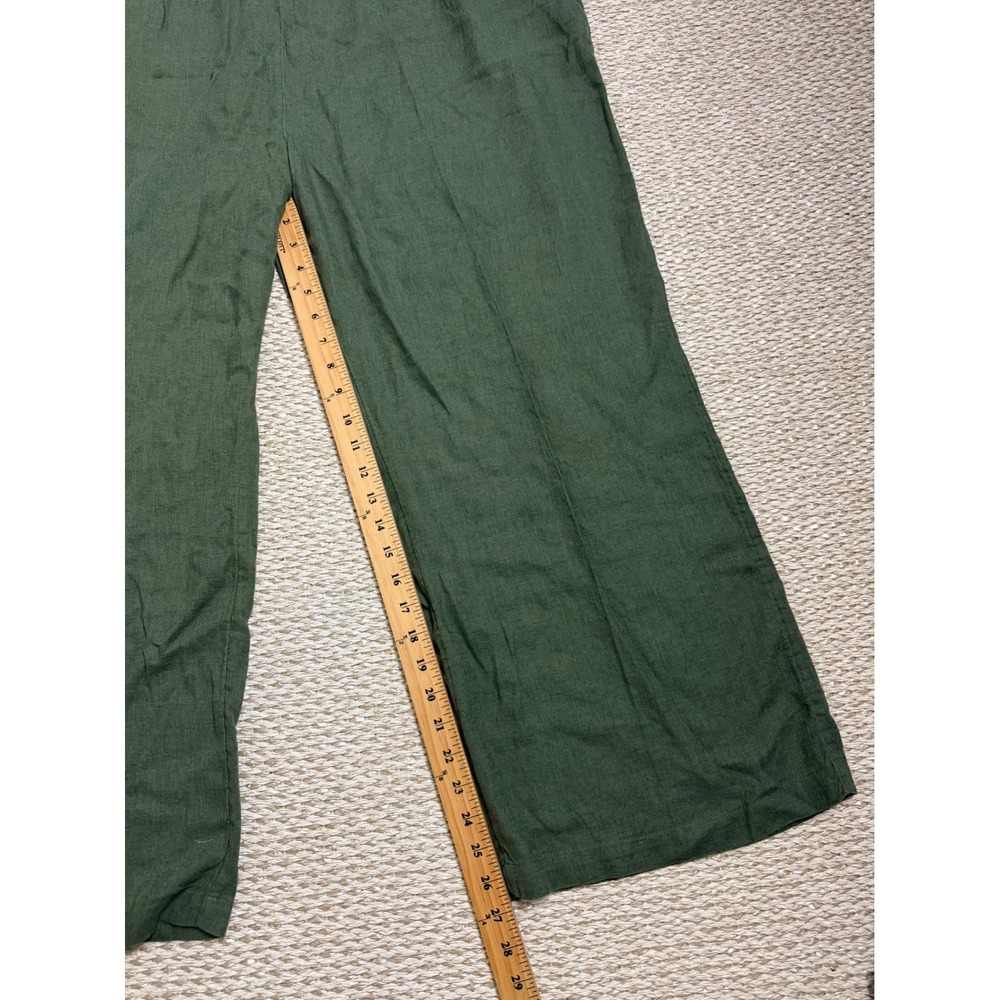 Naturals d&co Green Linen Blend Wide Leg Drawstring Pants XLP boho Lagenlook - Picture 7 of 7